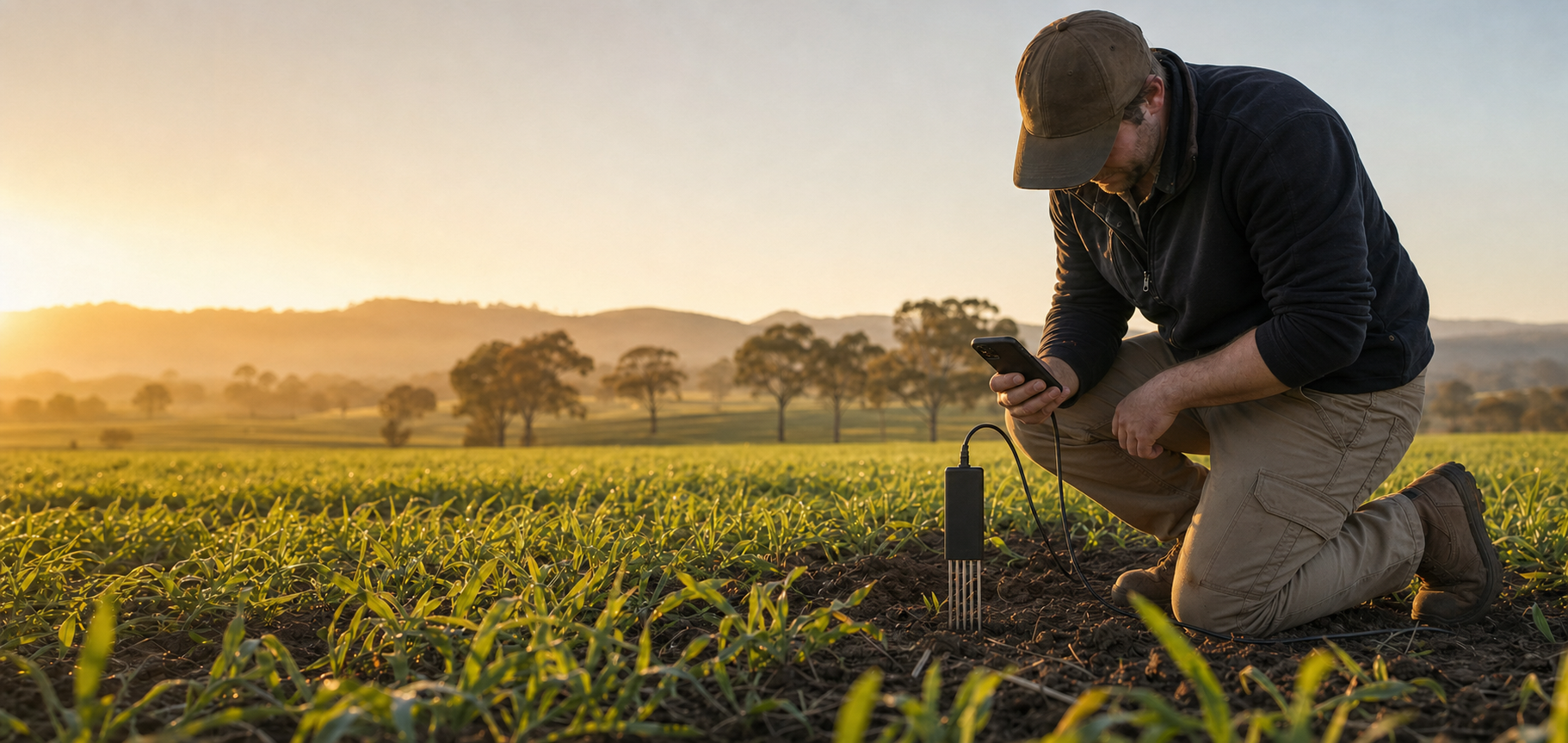 Australian farmer using TerraProbe Portable in a crop
